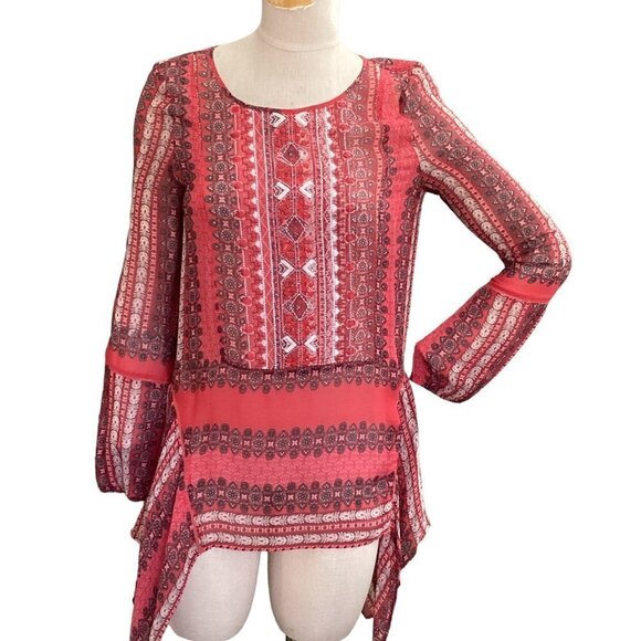 Sundance Go Beyond Sheer Embroidered Tunic Top Sz XS Pink 158F - Picture 1 of 8